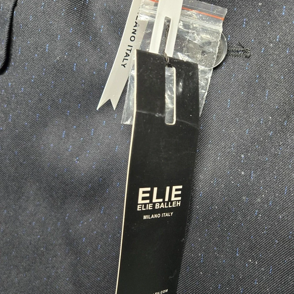 Elie Balleh Blazer Mens 42-44 Large Black Slim Fit 2 Button Sport Coat Jacket